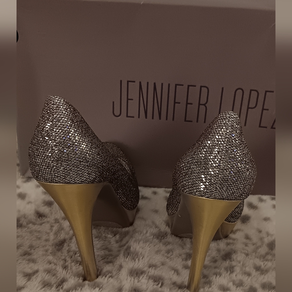 New Jennifer Lopez Marilyn Glitter Silver And Gold High Heels Women's Size 7.5 - Picture 4 of 6